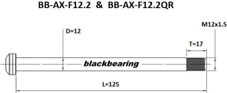 Axe Avant Black Bearing QR 12 mm - 125 - M12x1.5 - 17 mm 3/7
