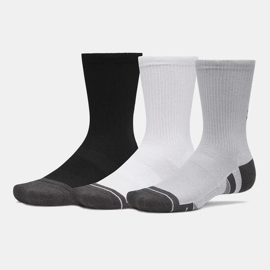 Lot 3 Paires Chaussettes mi-hautes UA Performance Tech Gris, noir et blanc