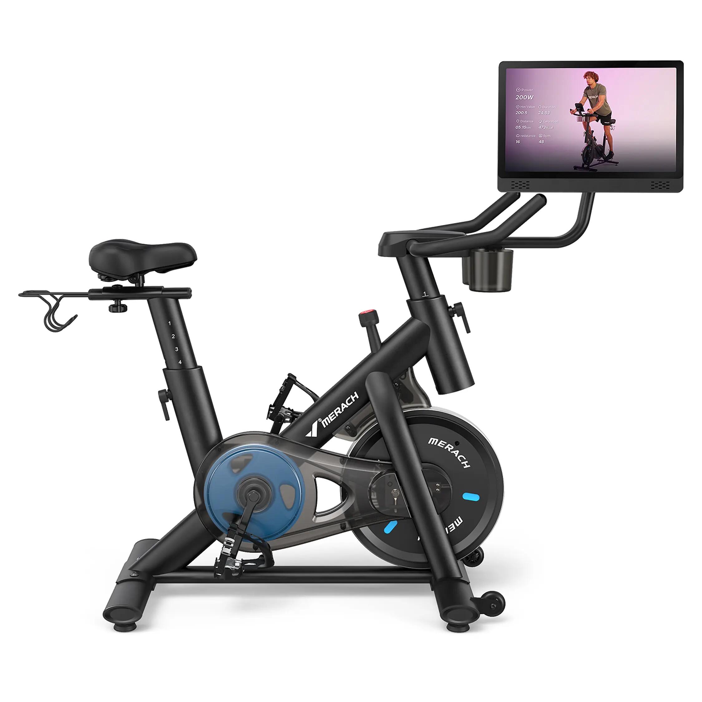 Vélo d'appartement - fitness - silencieux, 15,6" hd, magnétique - merach 3/11