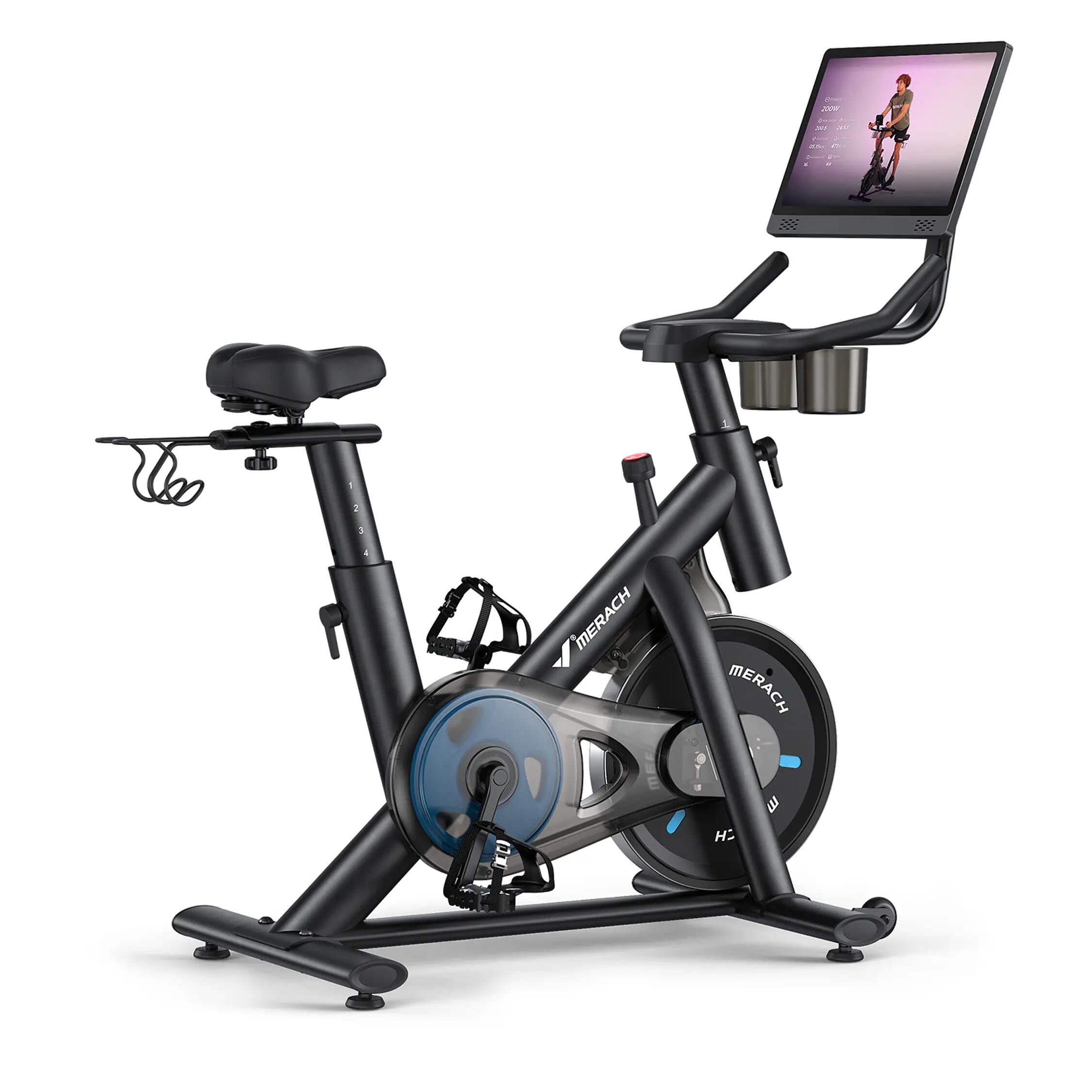 Vélo d'appartement - fitness - silencieux, 15,6" hd, magnétique - merach 2/11