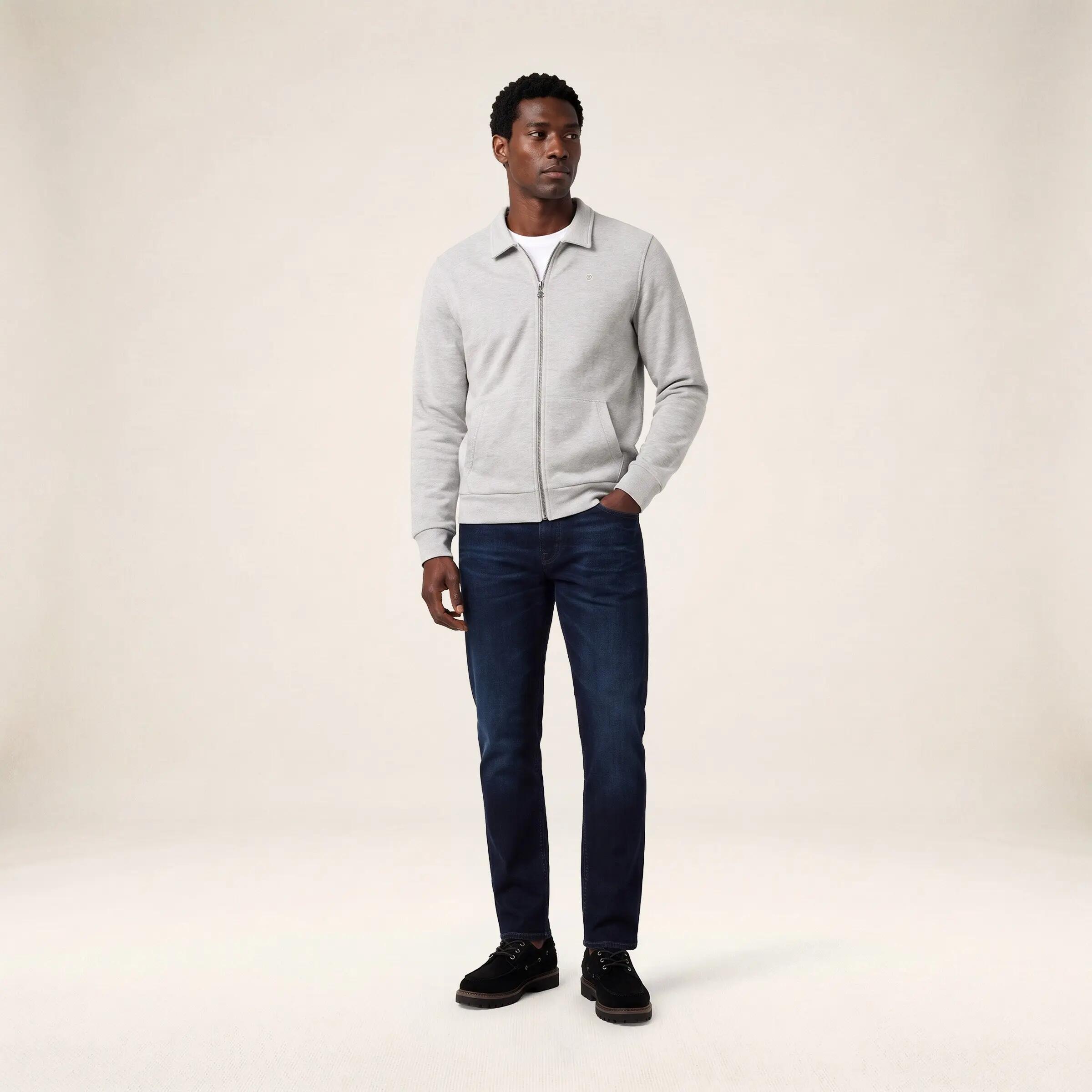 Camisola com fecho French Rib e gola de camisa 6/6