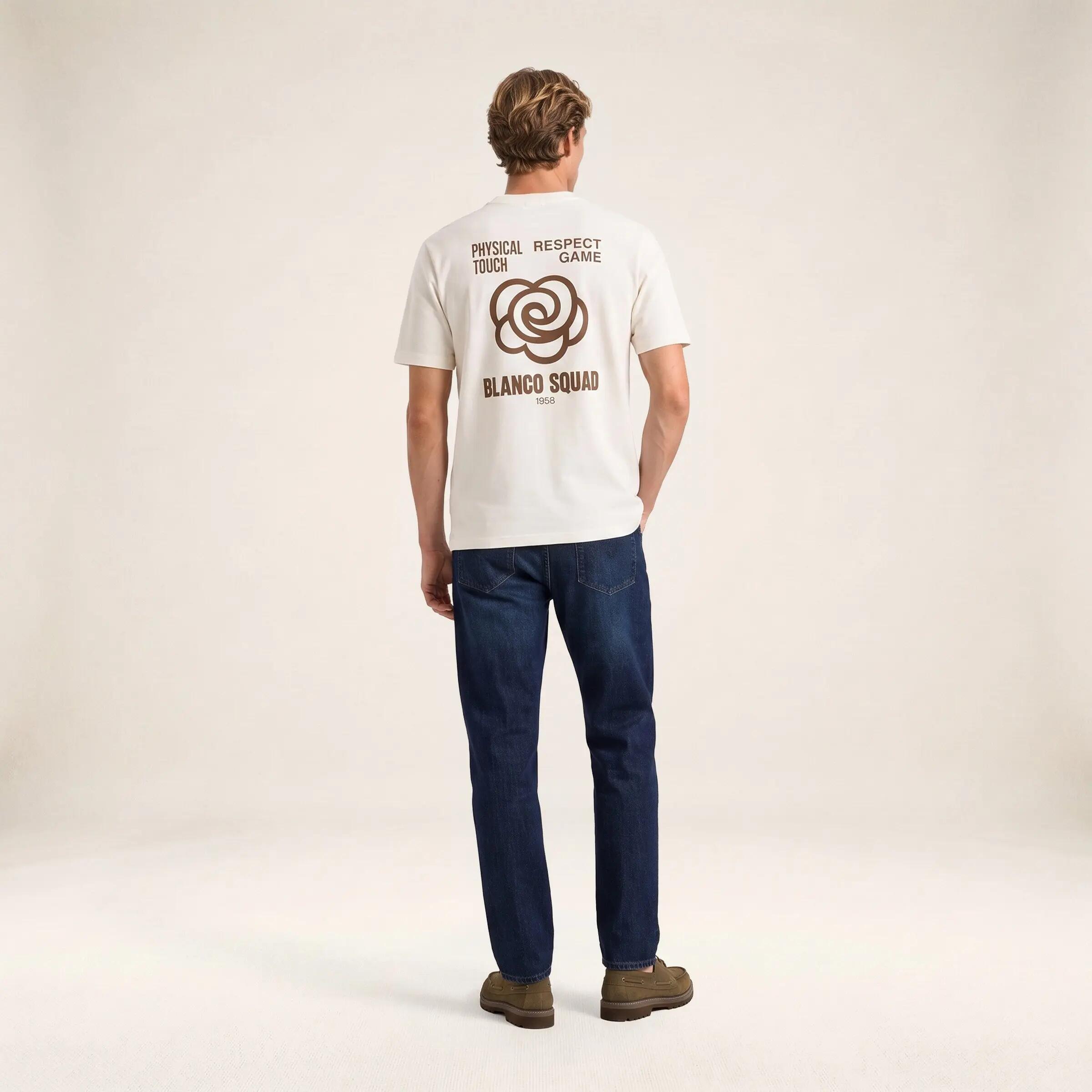 T-shirt manches courtes coton imprimé dos BLANCO SQUAD blanc cassé 6/7