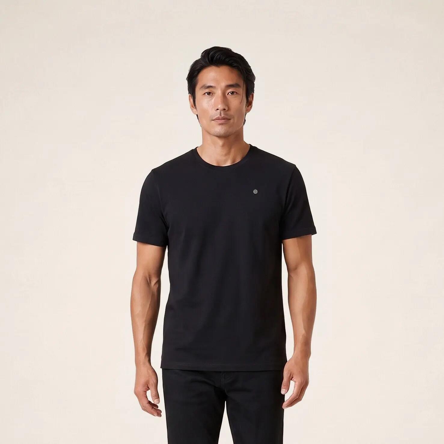 T-shirt col rond Théo en coton noir 2/6