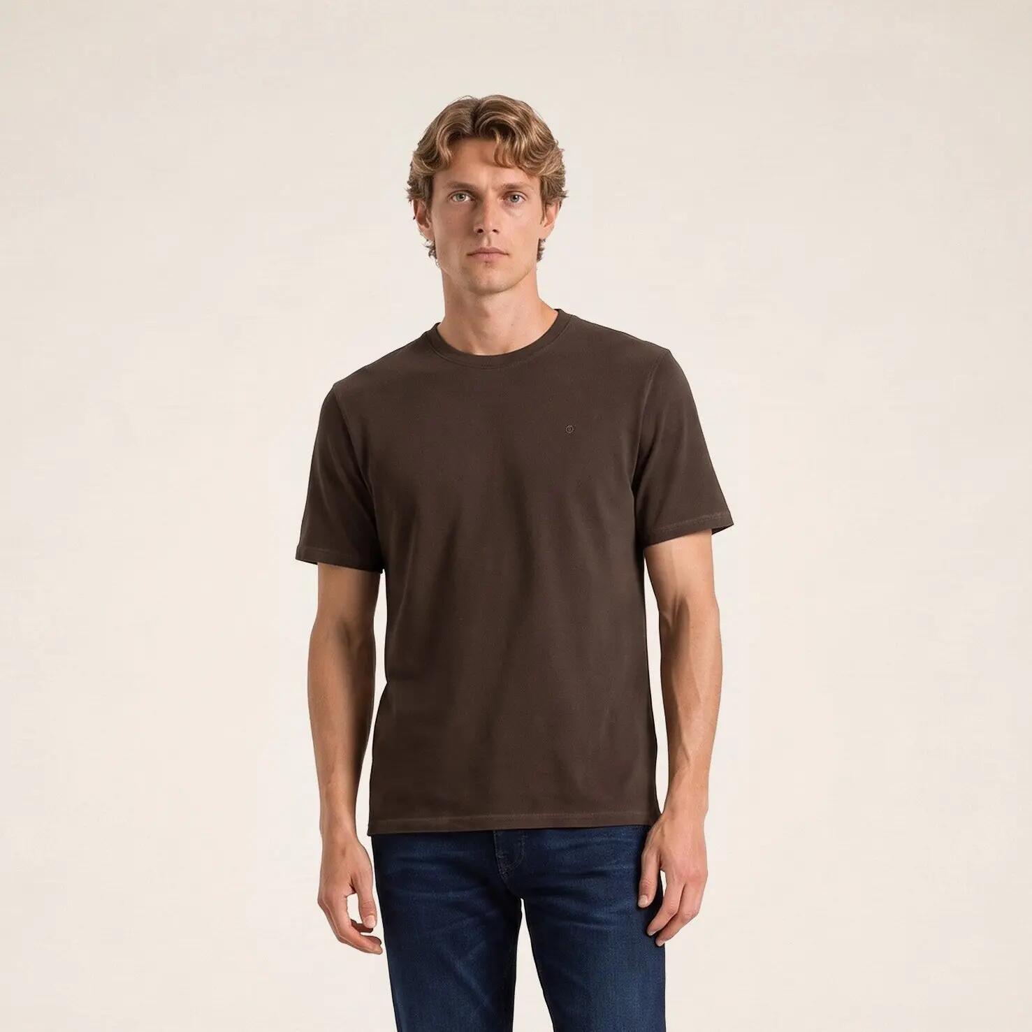 T-shirt manches courtes Théo lin mélangé marron brownie 2/6