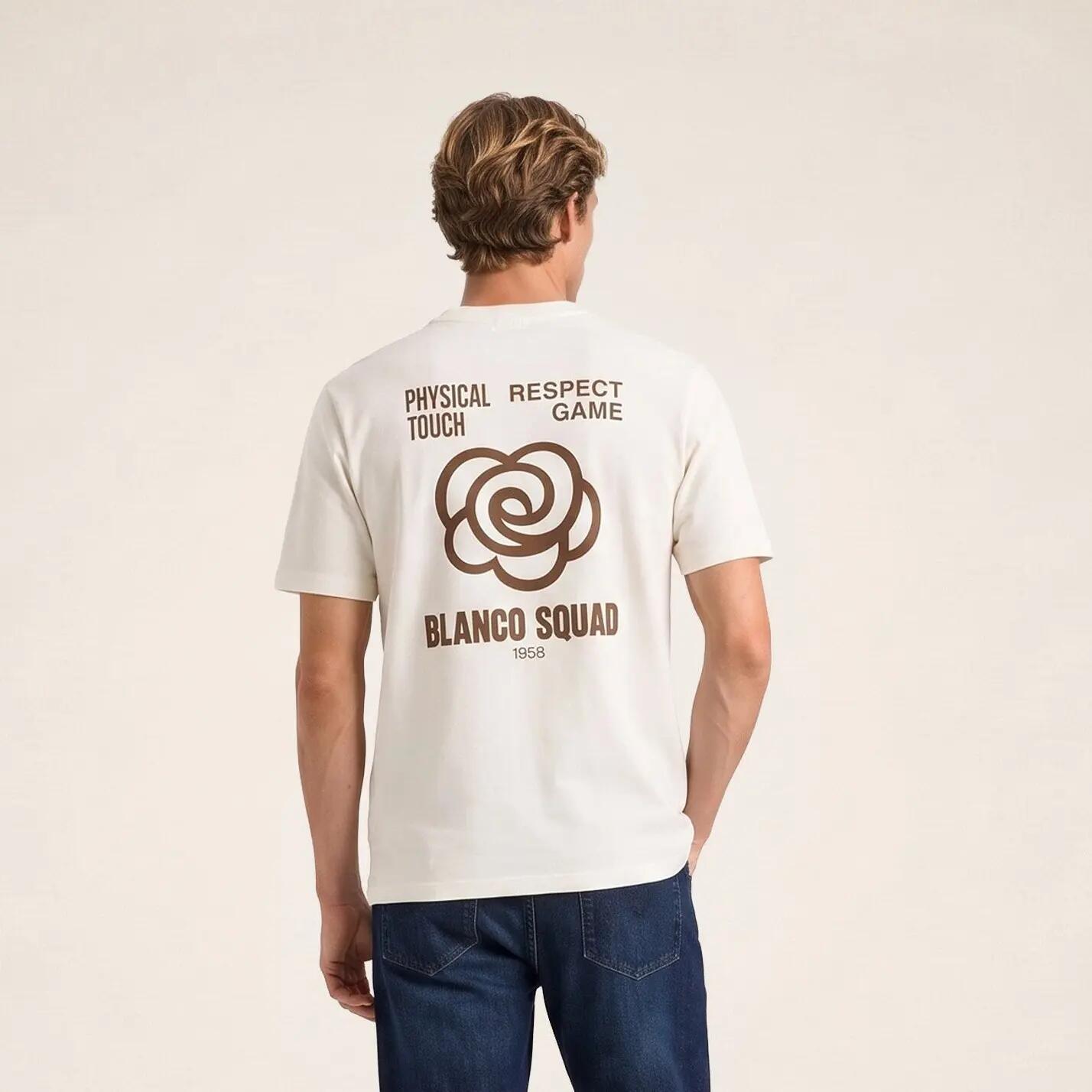 T-shirt manches courtes coton imprimé dos BLANCO SQUAD blanc cassé 2/7