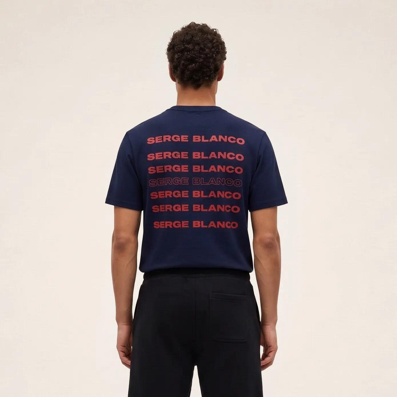 T-shirt manches courtes coton imprimé dos SERGE BLANCO bleu marine 2/6