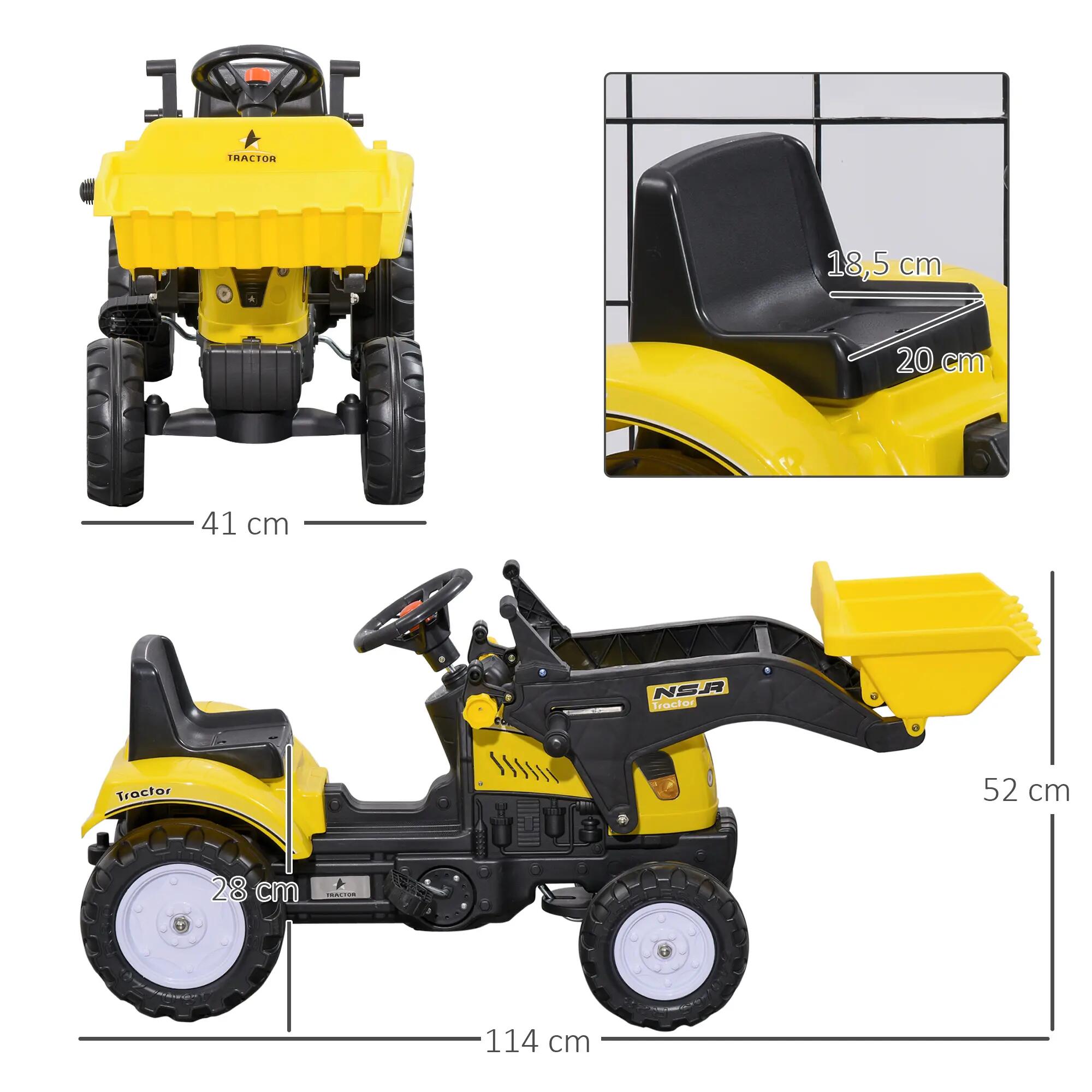 Tractor Infantil HOMCOM 114x41x52 cm Amarillo 3/7