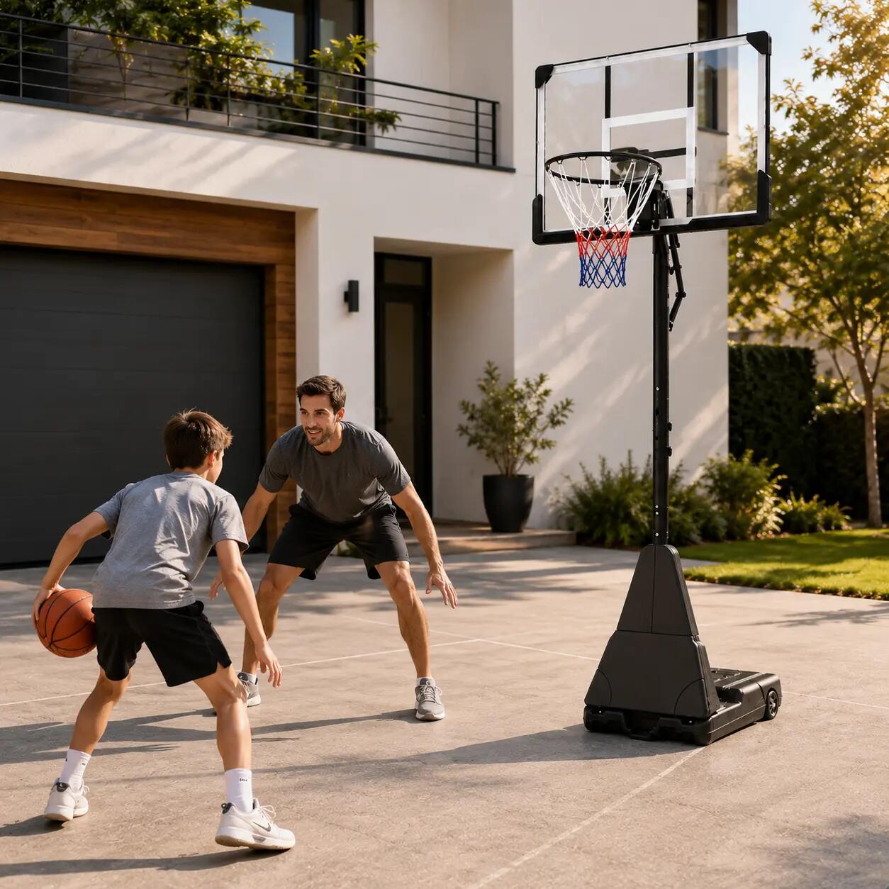 Verstellbarer Basketballkorb für draußen mit Rollen 3/7