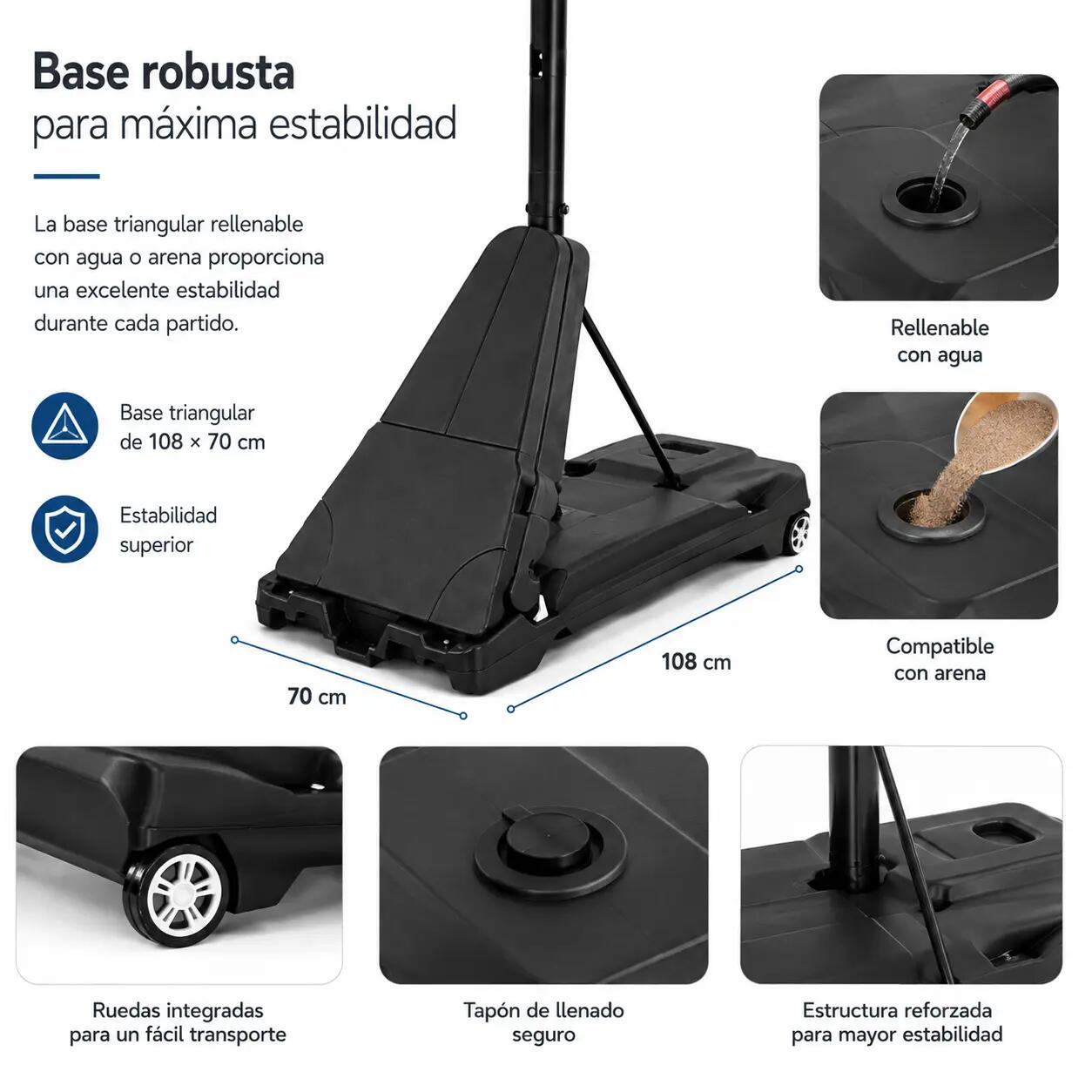 Verstellbarer tragbarer Basketballkorb 2,45-3,05 m mit Rollenbasis 5/7