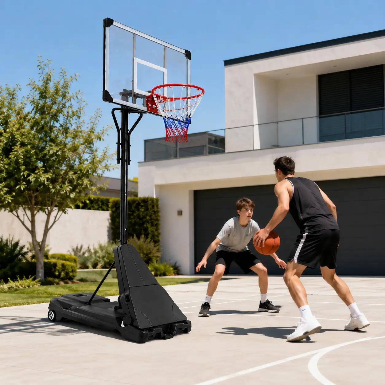 Verstellbarer tragbarer Basketballkorb 2,45-3,05 m mit Rollenbasis 2/7