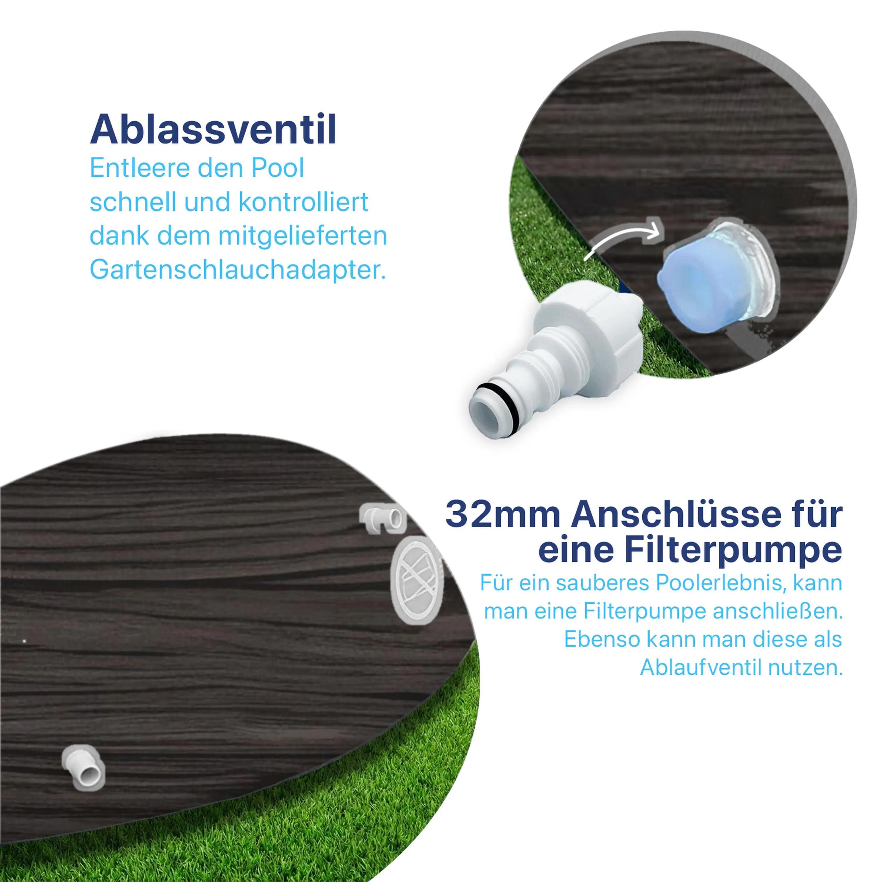 Frame Pool Ersatzpool rund 457x122cm dunkle Holzoptik ohne Filterpumpe 14/15