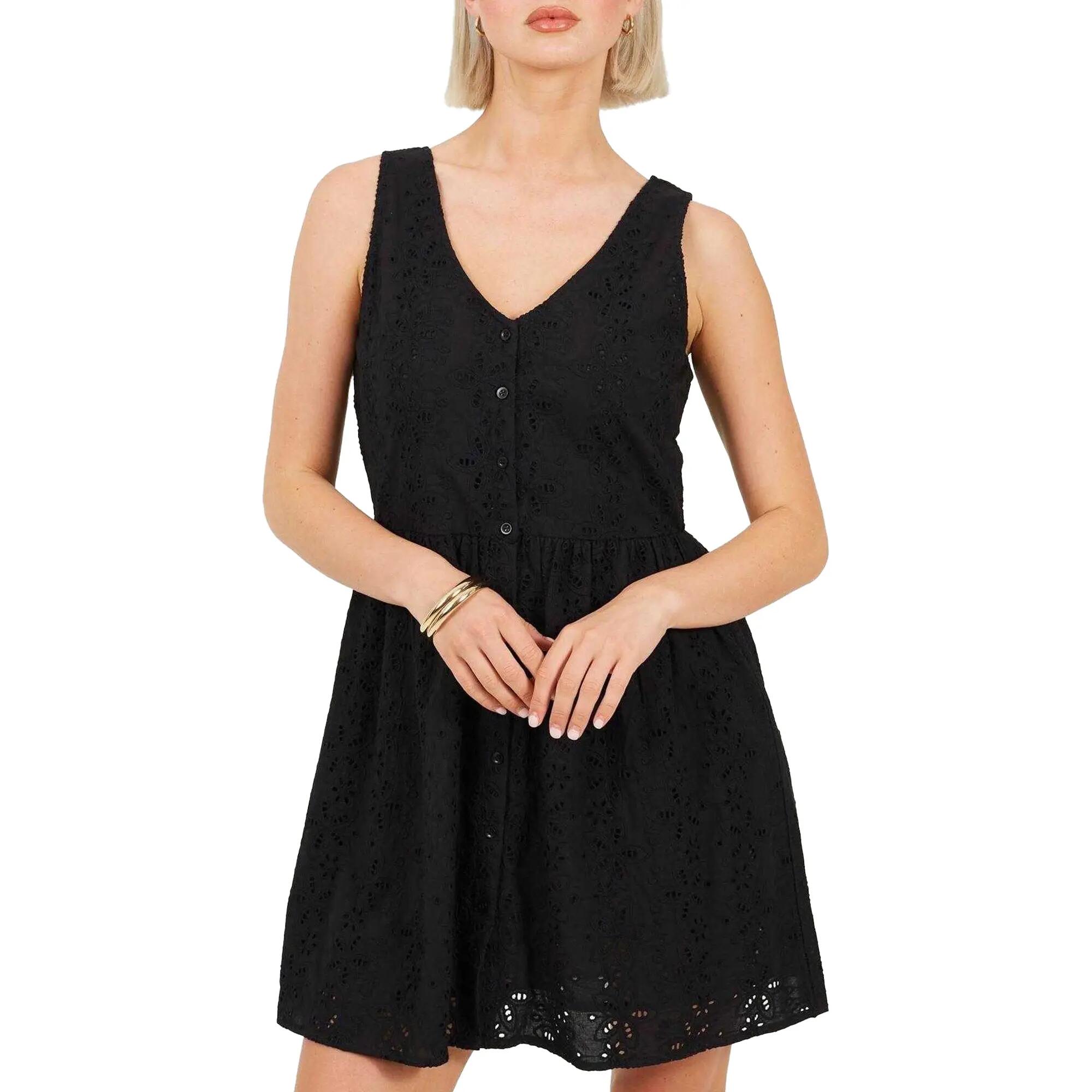 Brave Soul Womens/Ladies Broderie Fitted And Flared Mini Dress