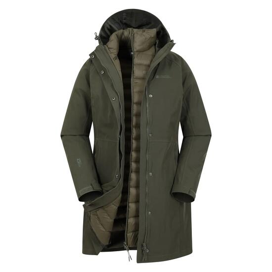 Veste 3 en 1 de Randonnée Femme Longue Imperméable Coupe-Vent Capuche, Alaskan