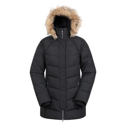 Doudoune de Randonnée Femme Déperlante Capuche Fourrure Légère, Isla II