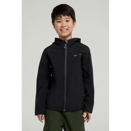 Veste Softshell de Randonnée Enfant Déperlante Coupe-Vent Capuche, Exodus
