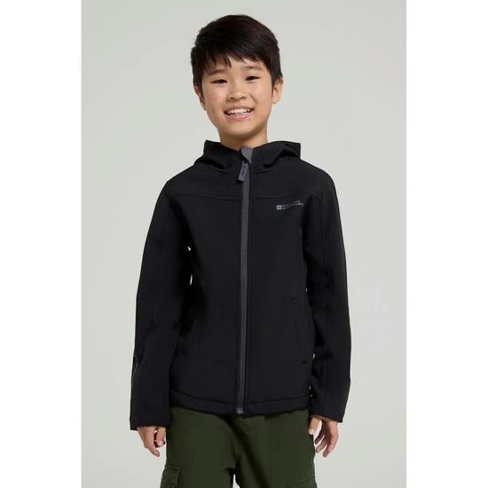 Veste Softshell de Randonnée Enfant Déperlante Coupe-Vent Capuche, Exodus
