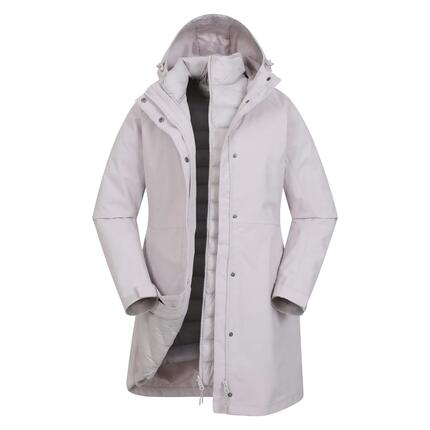 Veste 3 en 1 de Randonnée Femme Longue Imperméable Coupe-Vent Capuche, Alaskan