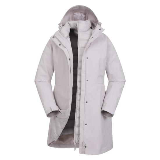 Veste 3 en 1 de Randonnée Femme Longue Imperméable Coupe-Vent Capuche, Alaskan