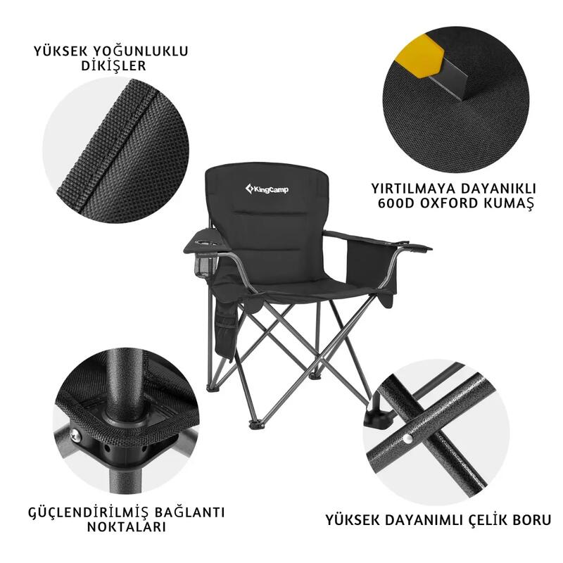 KingCamp Lotus XL Cool Ice Ultra Konforlu & Takviyeli Kamp Sandalyesi Black