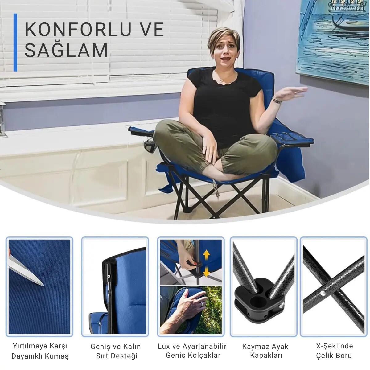 KingCamp Lotus XL Cool Ice Ultra Konforlu & Takviyeli Kamp Sandalyesi Black 6/7