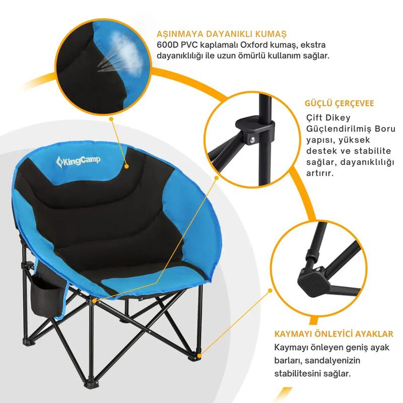 KingCamp Moon Ultra Konforlu Kamp Sandalyesi B.Blue