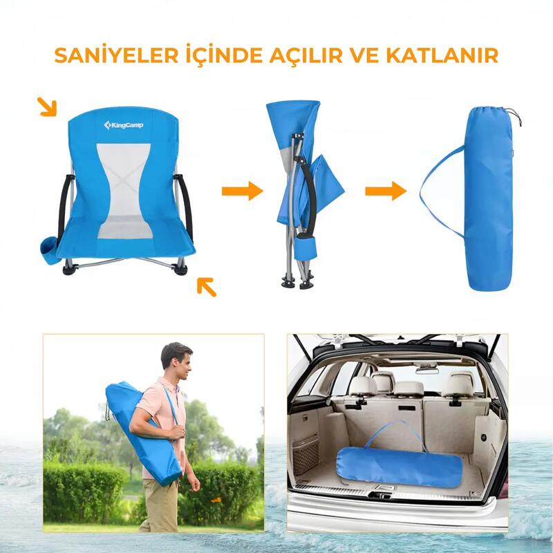 KingCamp Lilac Beach Chair Plaj ve Dinlenme Sandalyesi Blue