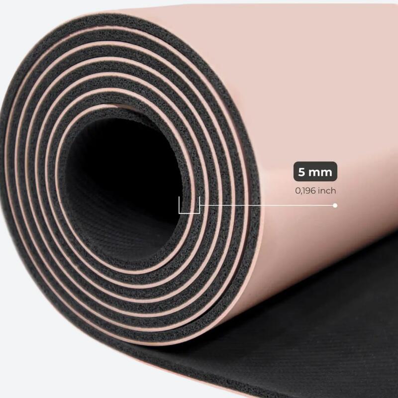 Rebuwo Hizalama Tasarım Kauçuk Yoga ve Pilates Matı 5 mm - Soft Pembe