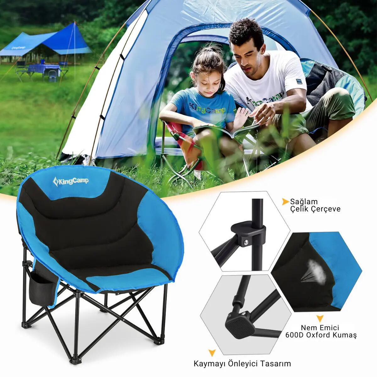 KingCamp Moon Ultra Konforlu Kamp Sandalyesi B.Blue 4/7
