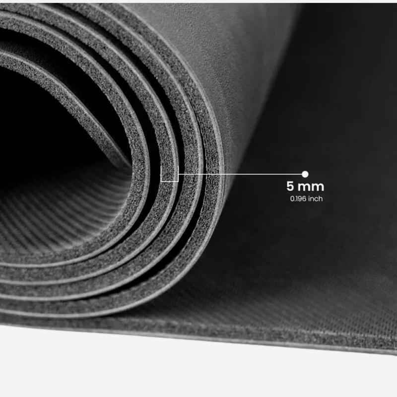 Rebuwo Doğal Kauçuk Kaydırmaz Yoga ve Pilates Matı 5 mm - Gri Desenli
