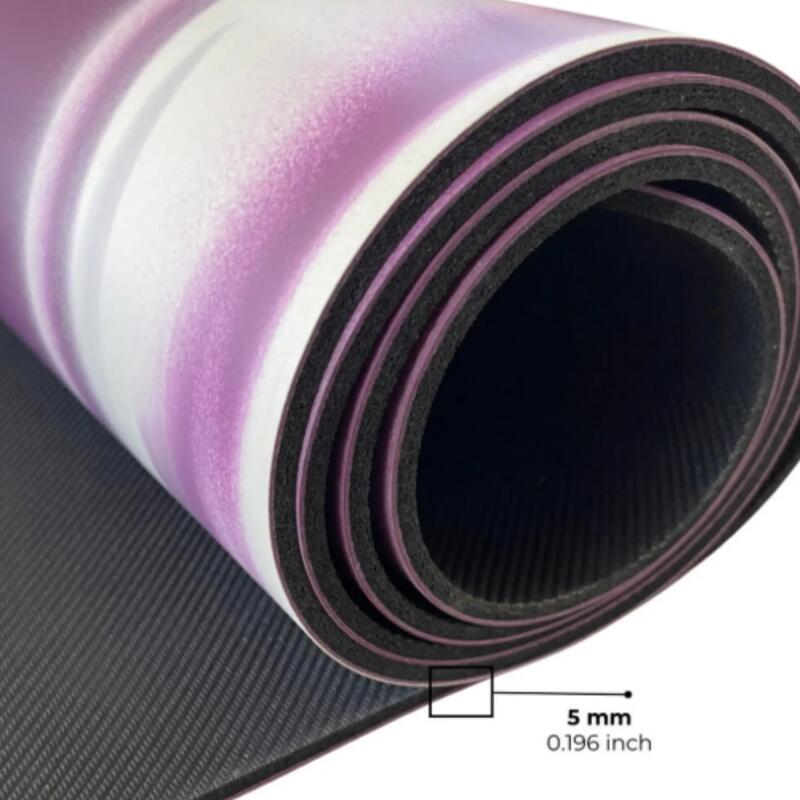 Rebuwo Doğal Kauçuk Kaydırmaz Yoga ve Pilates Matı 5 mm - Mor Desenli
