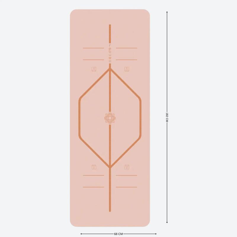 Rebuwo Hizalama Tasarım Kauçuk Yoga ve Pilates Matı 5 mm - Soft Pembe