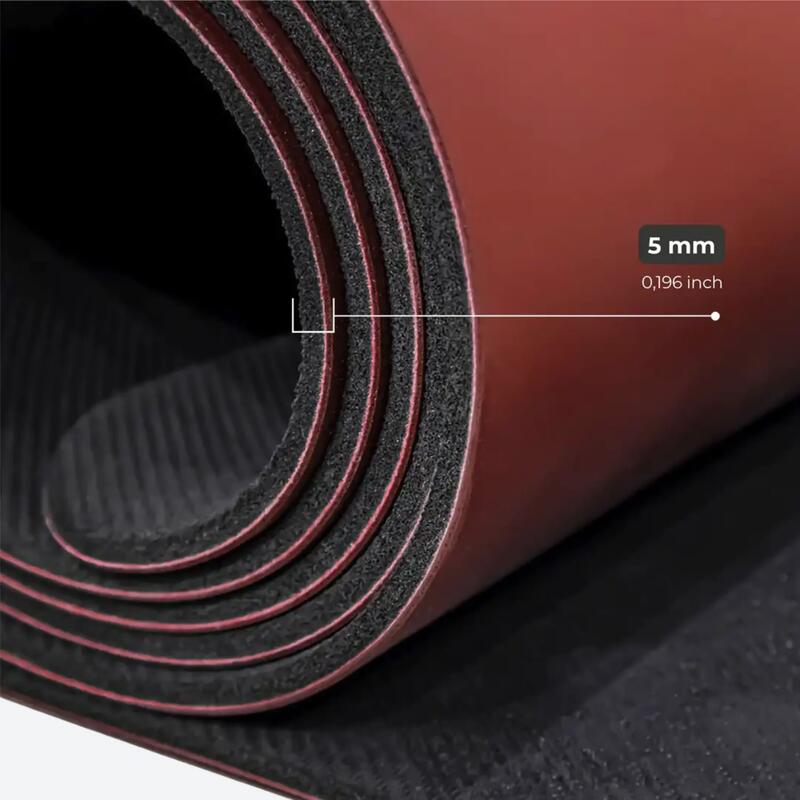 Rebuwo Hizalama Tasarım Kauçuk Yoga ve Pilates Matı 5 mm - Bordo