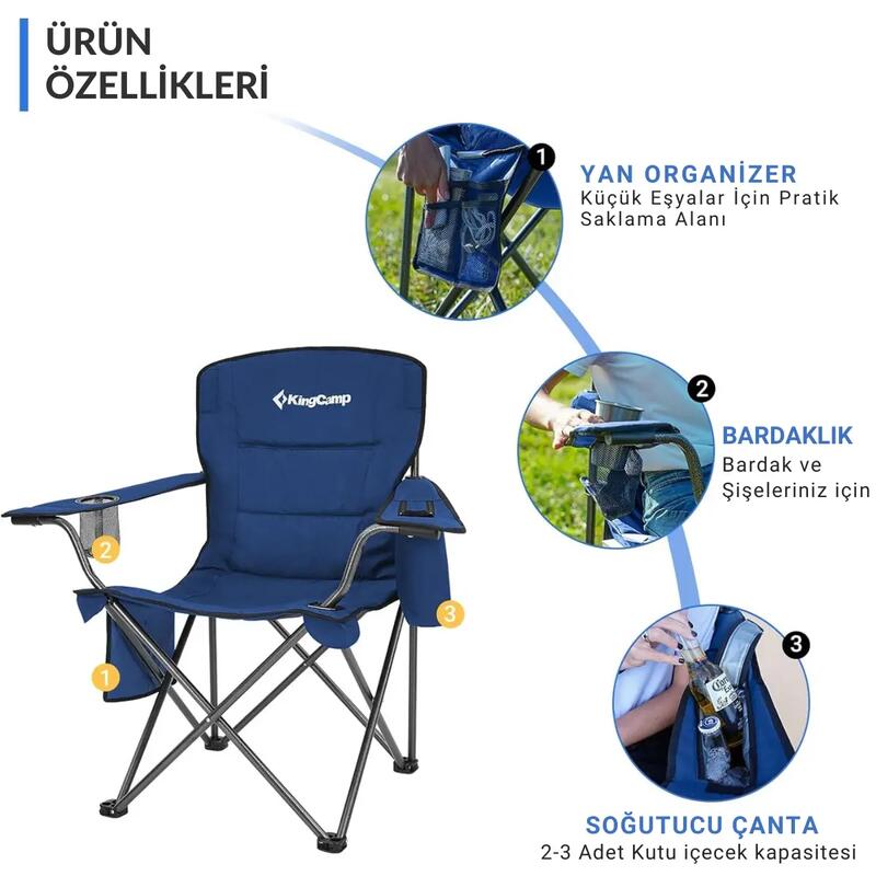 KingCamp Lotus XL Cool Ice Ultra Konforlu & Takviyeli Kamp Sandalyesi Blue