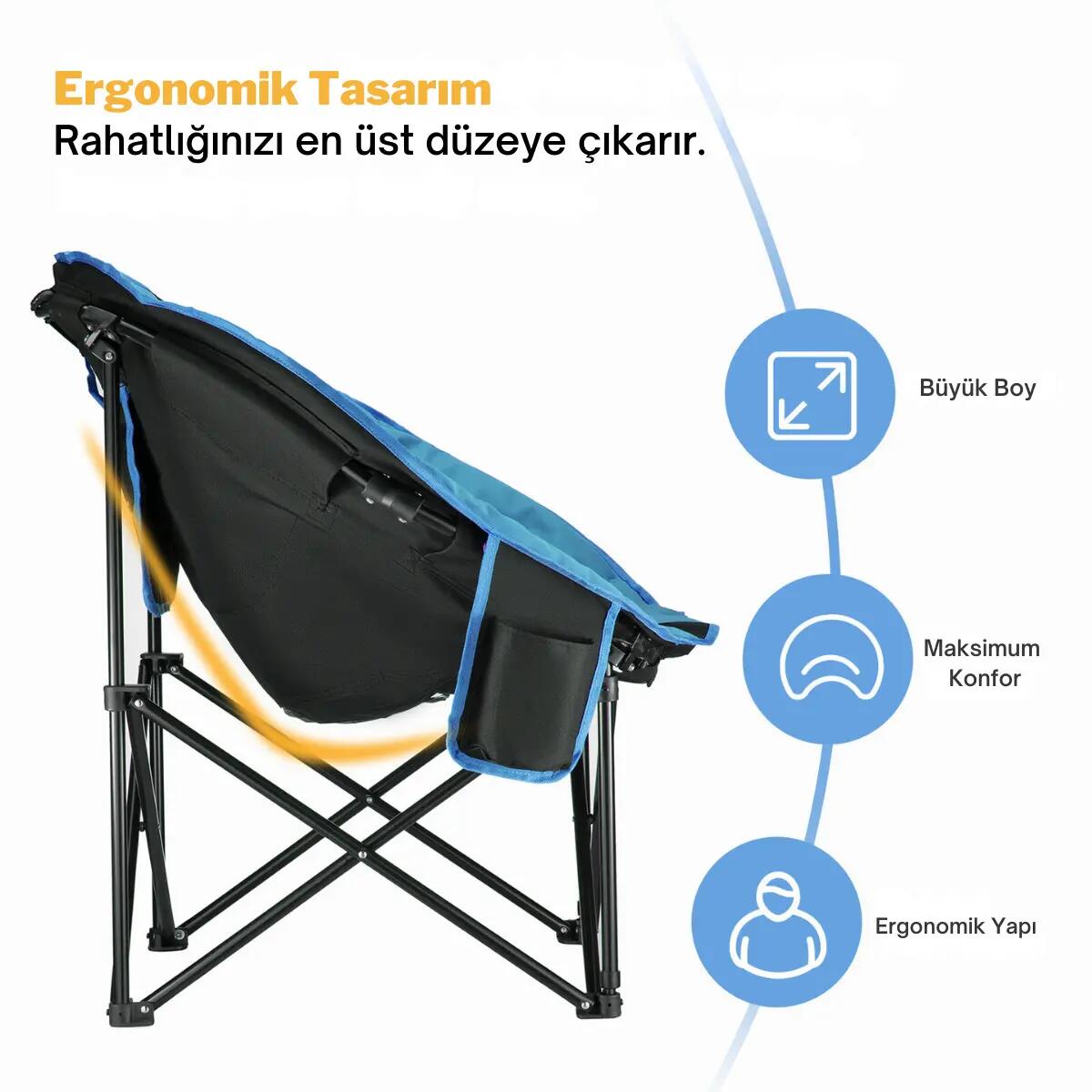KingCamp Moon Ultra Konforlu Kamp Sandalyesi B.Blue 2/7