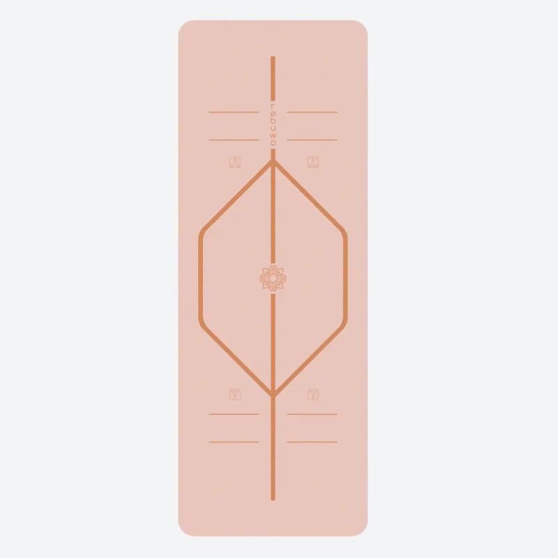 Rebuwo Hizalama Tasarım Kauçuk Yoga ve Pilates Matı 5 mm - Soft Pembe