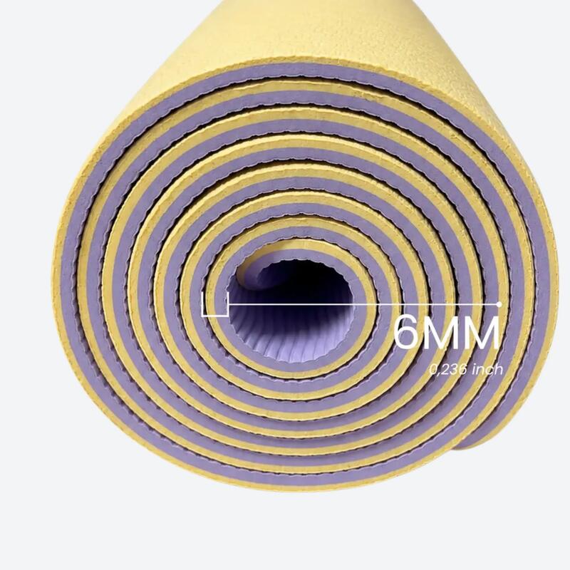 Rebuwo Armonia Çift Taraflı TPE Yoga Pilates Matı 6 mm - Lila & Sarı
