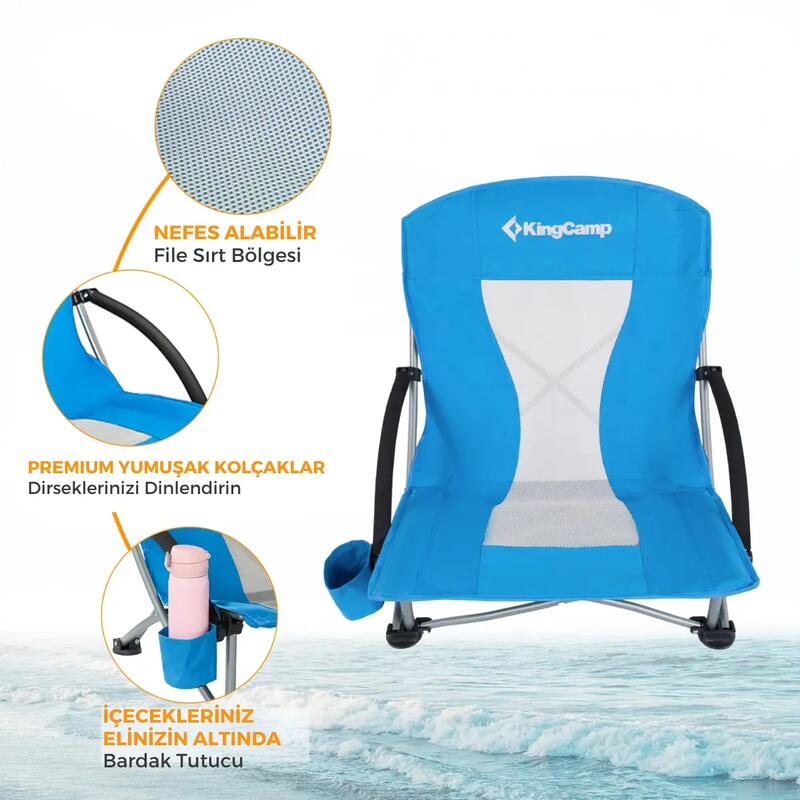 KingCamp Lilac Beach Chair Plaj ve Dinlenme Sandalyesi Blue