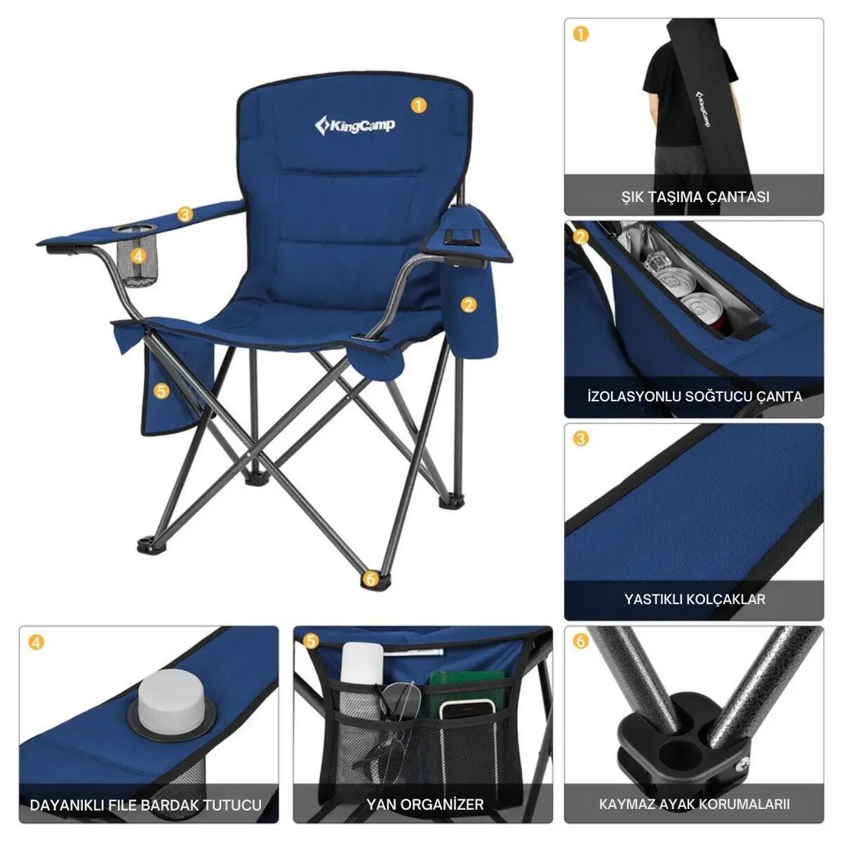 KingCamp Lotus XL Cool Ice Ultra Konforlu & Takviyeli Kamp Sandalyesi Blue 3/7