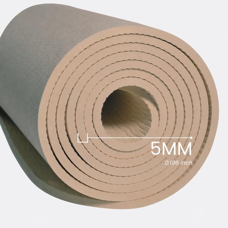 Rebuwo XL TPE Yoga ve Pilates Egzersiz Matı 5 mm - Açık Bej