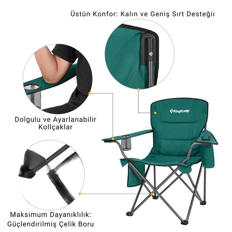 KingCamp Lotus XL Cool Ice Ultra Konforlu & Takviyeli Kamp Sandalyesi Green