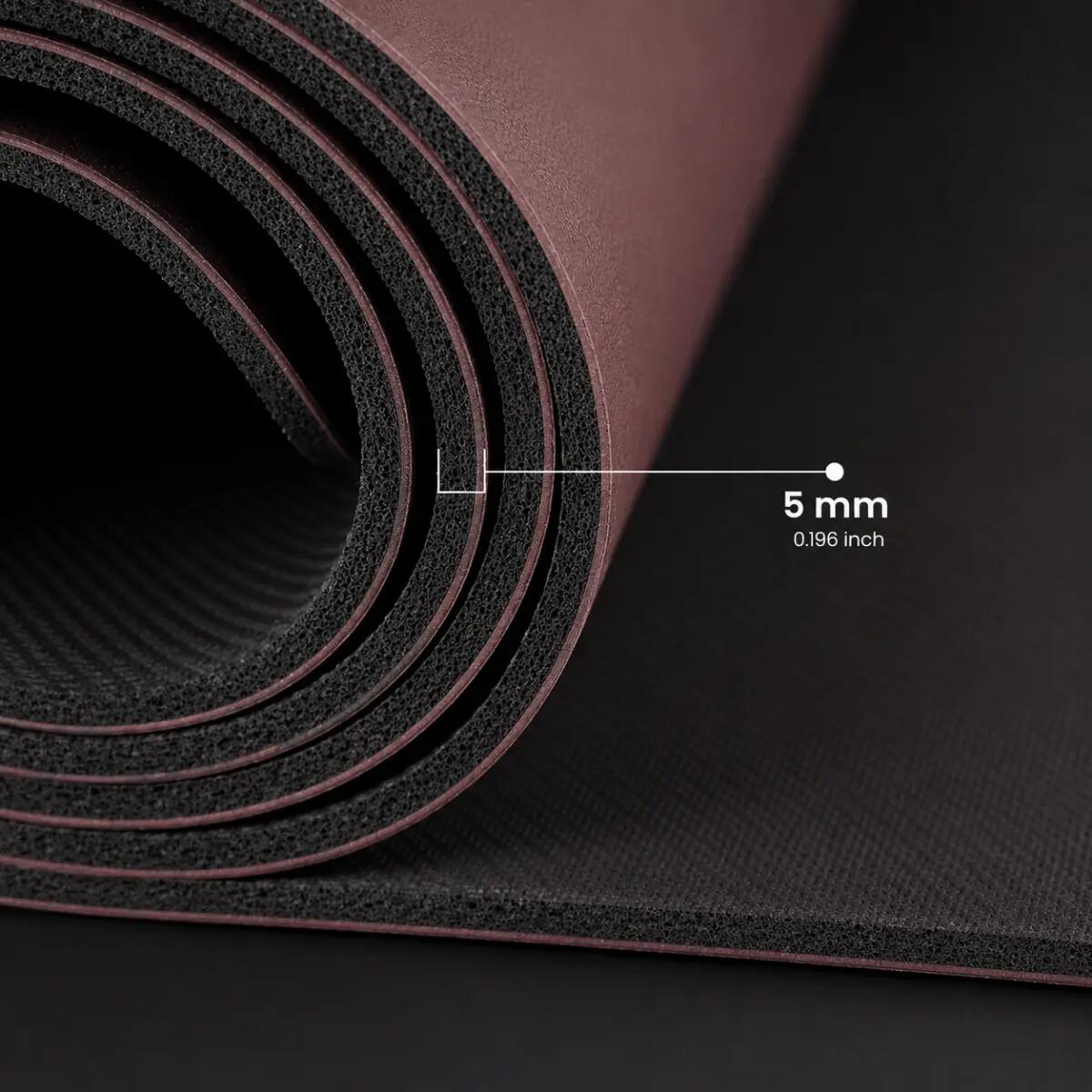 Doğal Kauçuk Tabanlı Kaydırmaz Yoga ve Pilates Matı 5 mm - Bordo Desenli 4/4