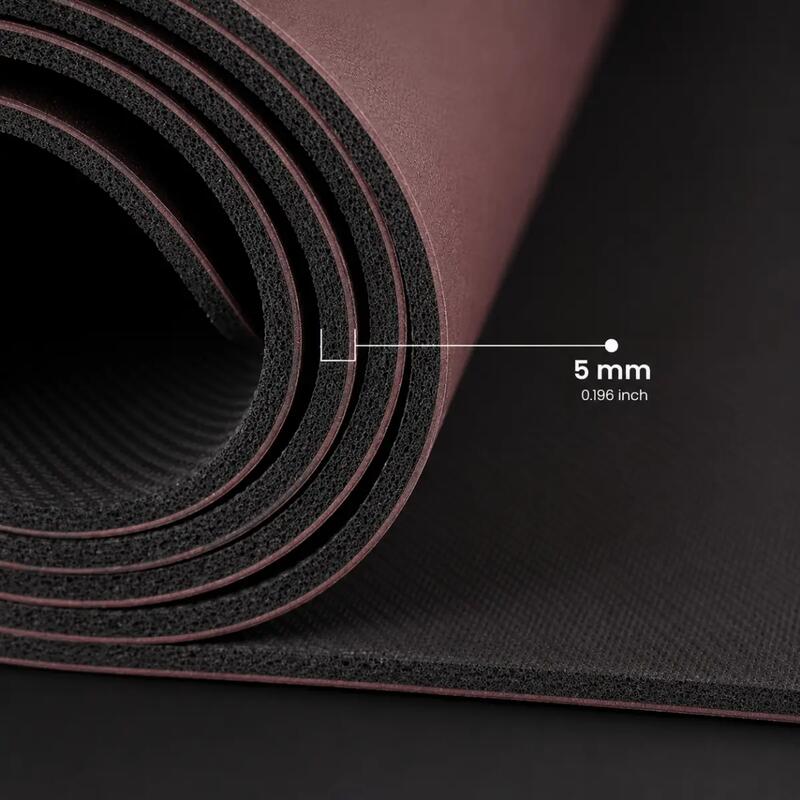 Rebuwo Doğal Kauçuk Kaydırmaz Yoga ve Pilates Matı 5 mm - Bordo Desenli