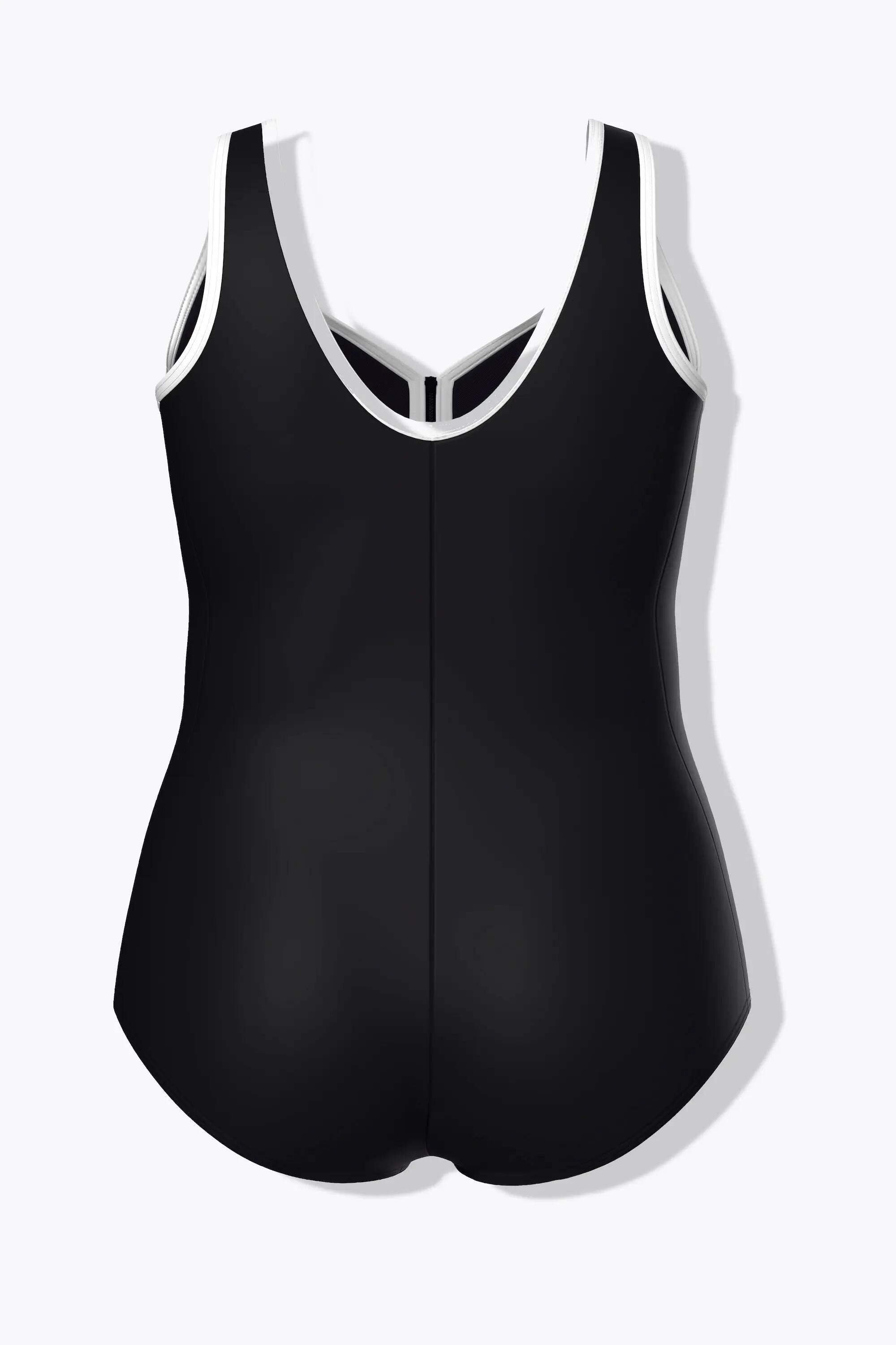 Femme Maillot de bain bonnets non paddés décolleté cœur et fermeture zippée 7/7