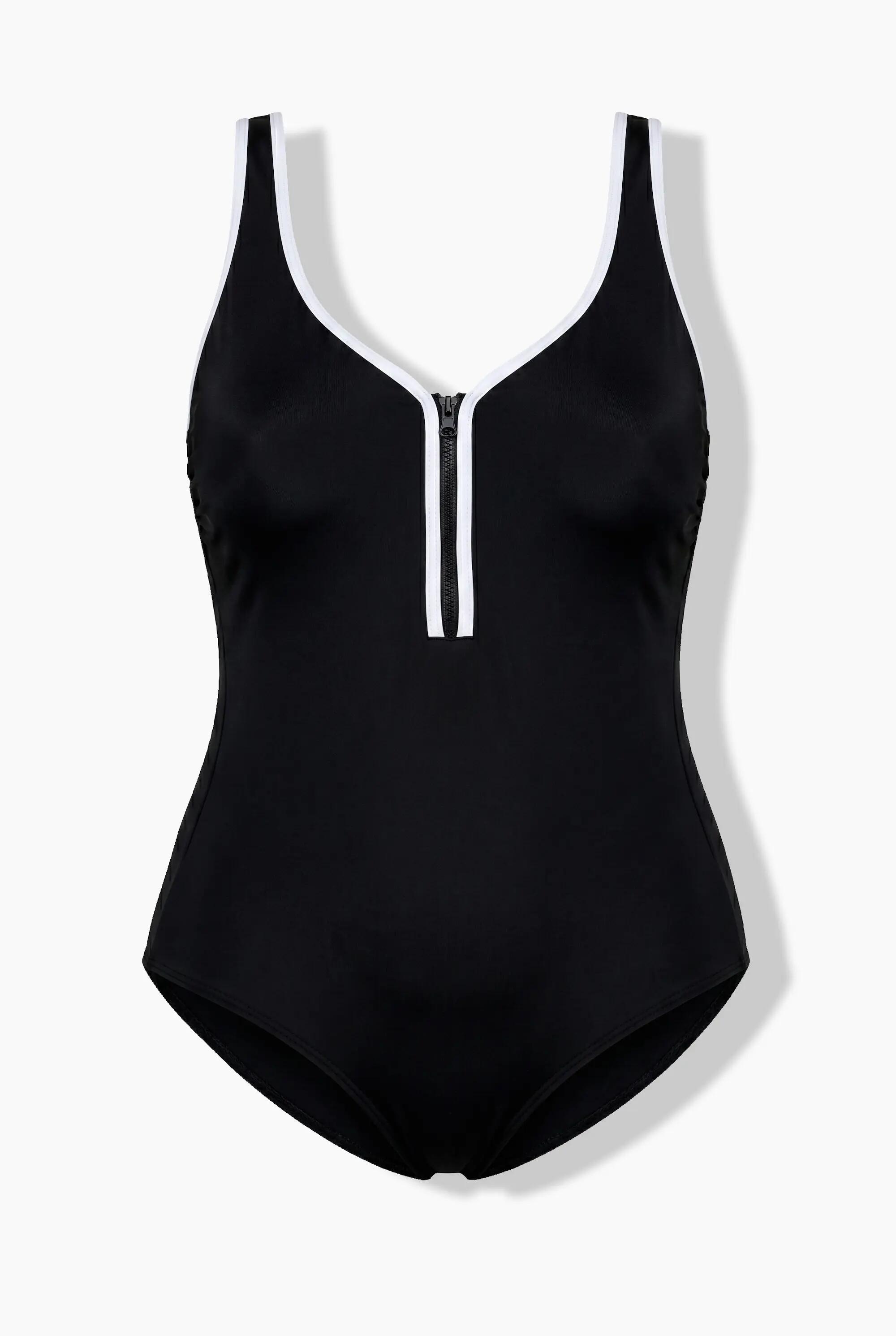 Femme Maillot de bain bonnets non paddés décolleté cœur et fermeture zippée 6/7