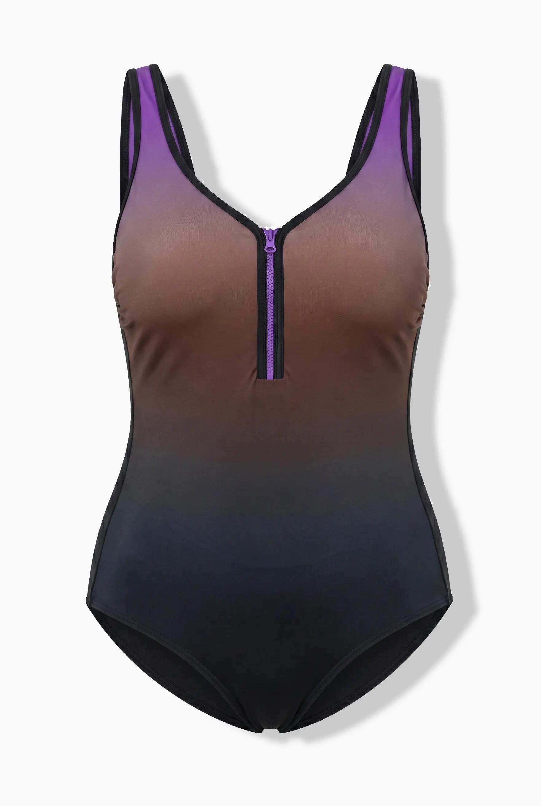 Dames Badpak zonder softcups hartvormige hals rits 6/7