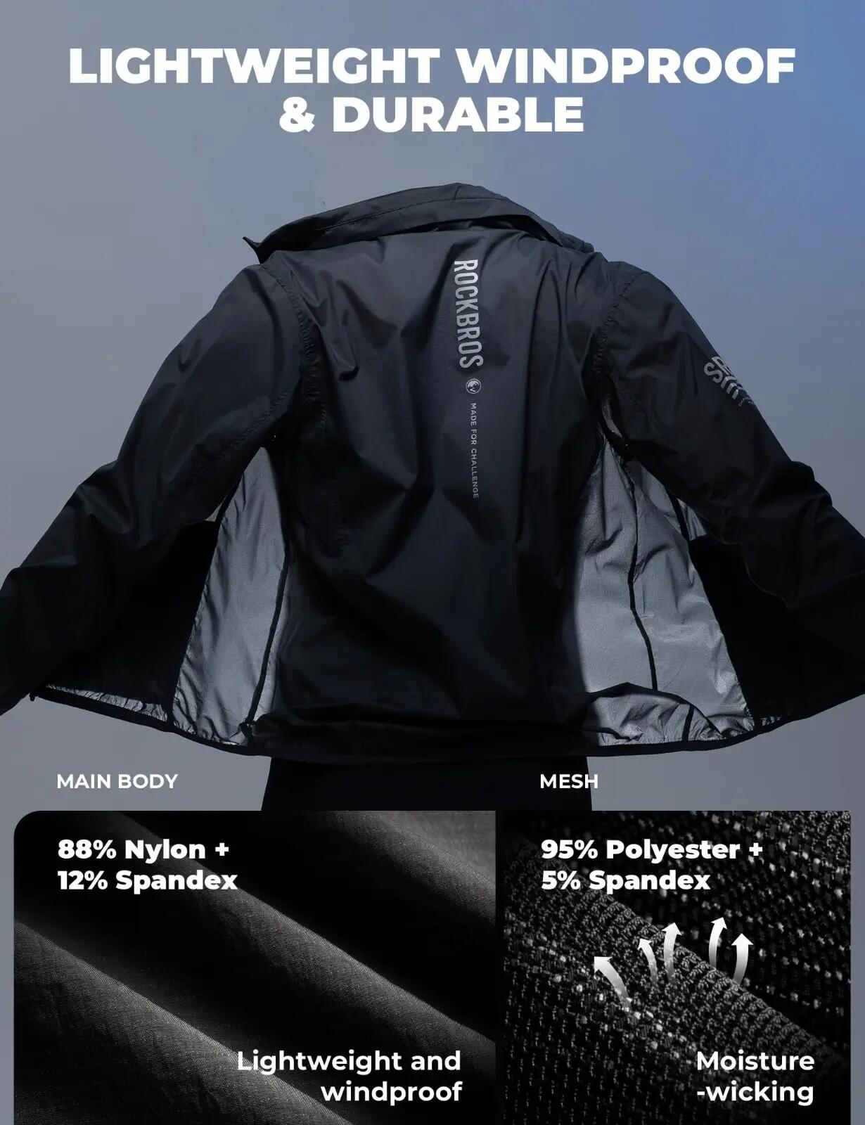 Leichte Windjacke atmungsaktiv mit 3 Taschen 2/7