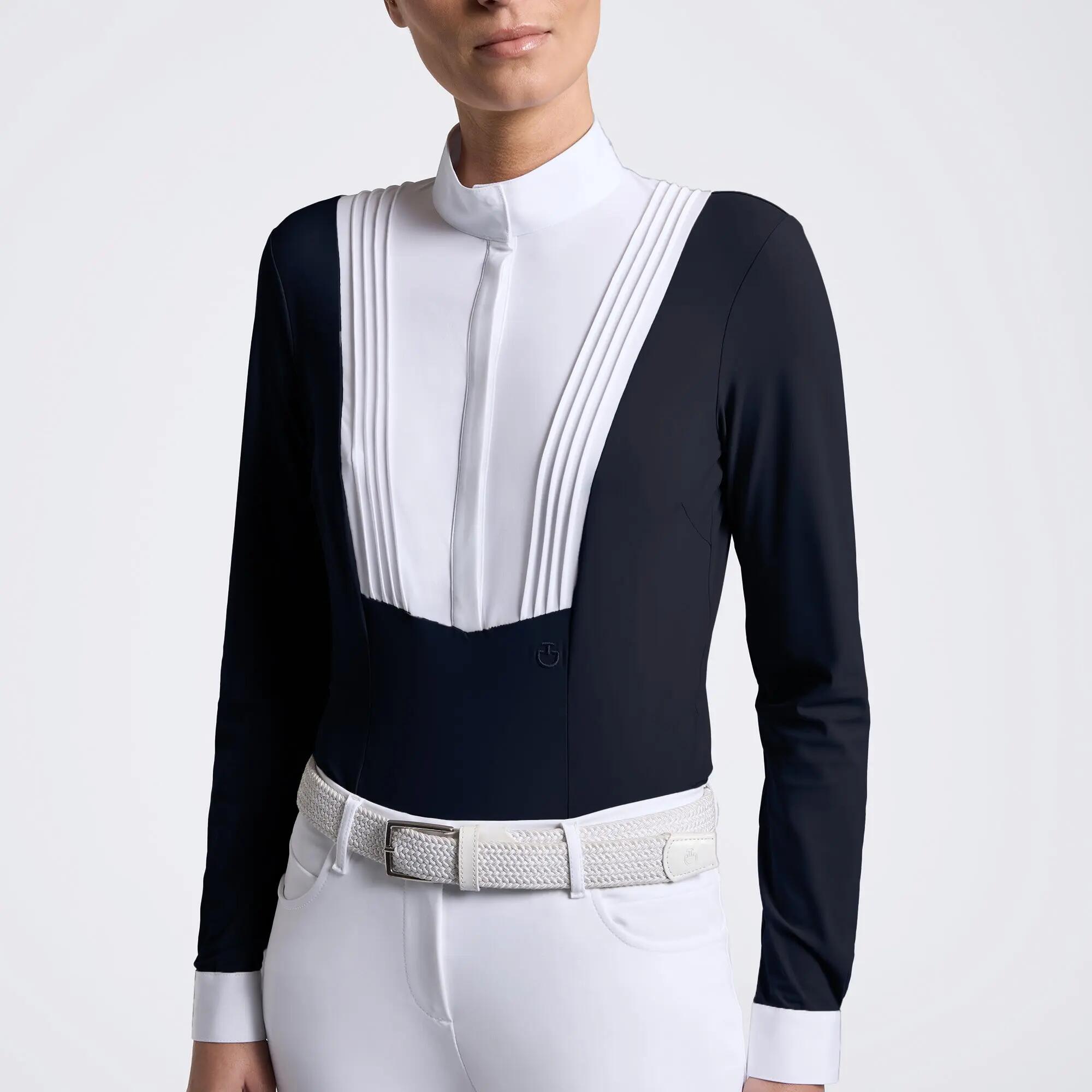 Cavalleria Toscana American L/s Shirt Dames Wedstrijdshirt Blauw - 3/6