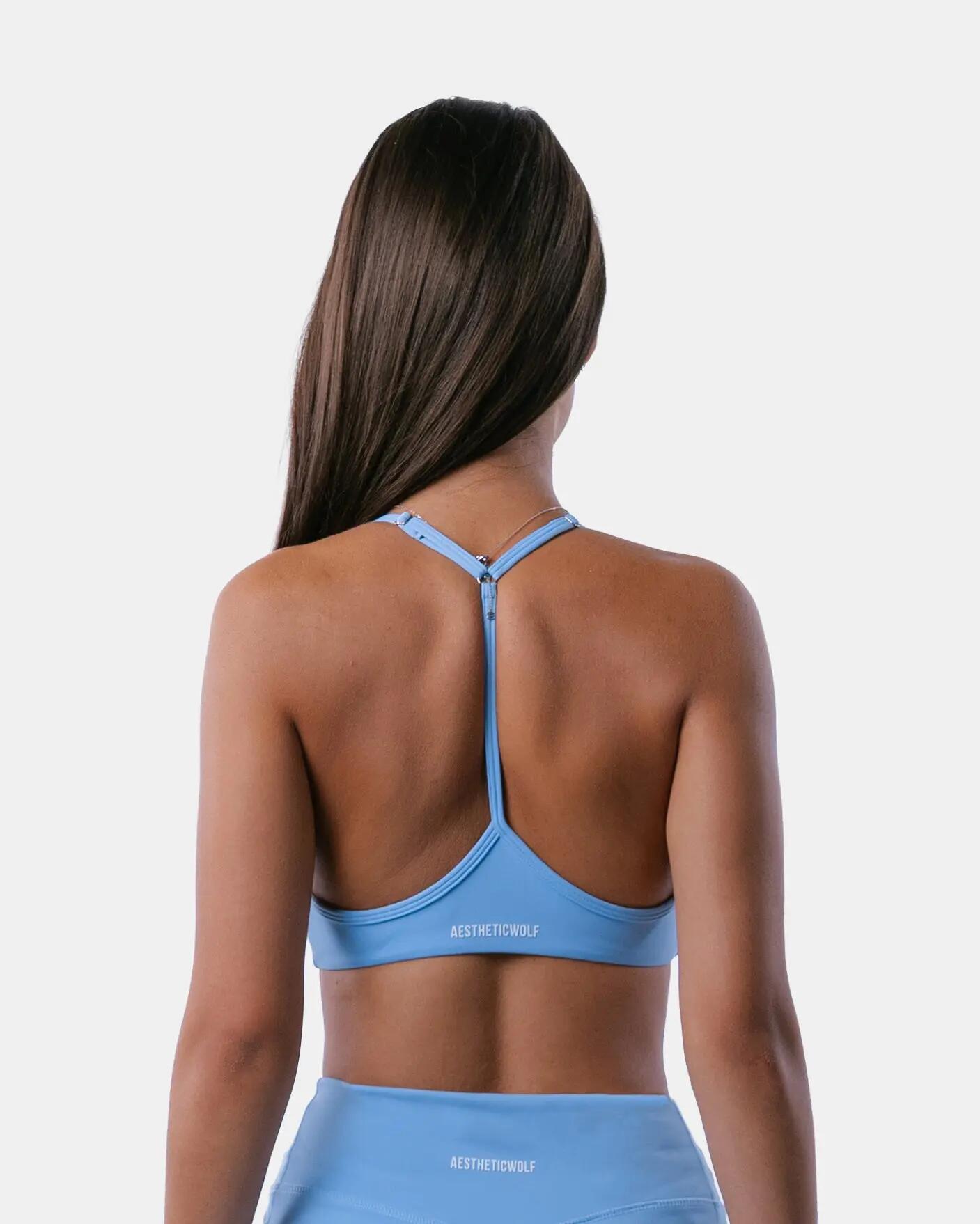 Damen Sport-BH mit Y-Rücken für Yoga und Pilates – Encore – Himmelblau 3/5