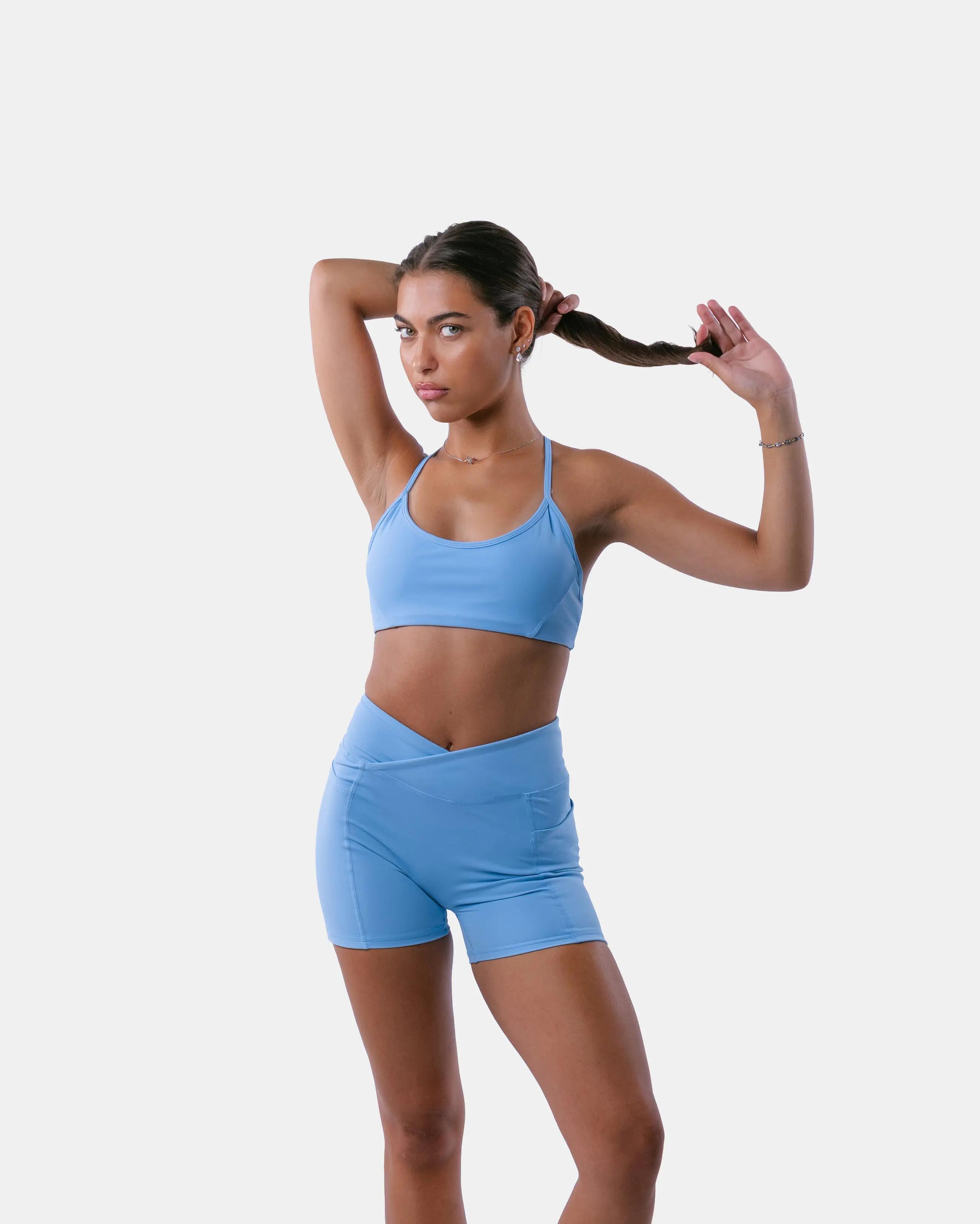 Damen Sport-BH mit Y-Rücken für Yoga und Pilates – Encore – Himmelblau 2/5