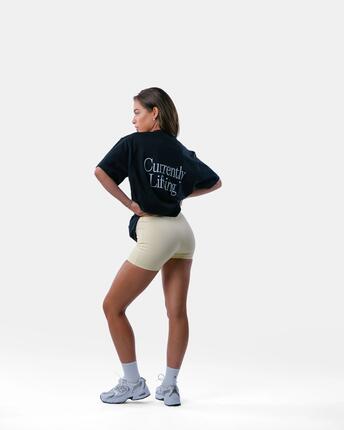 Oversized katoenen fitness T-shirt dames – Currently Lifting – Bruin
